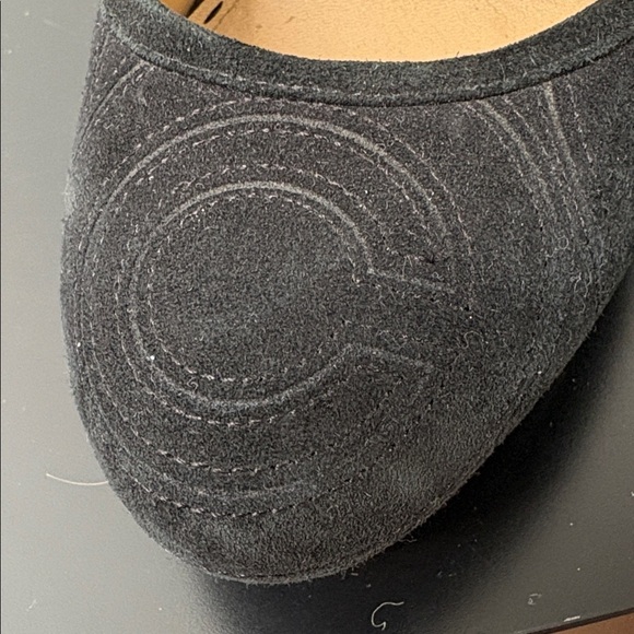 Coach Brigett suede logo stitched platform pumps heels stiletto black 10B - Picture 16 of 16